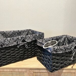 Taylor Madison Designs - Elegant Black and Gray Woven Baskets (Set of 2)